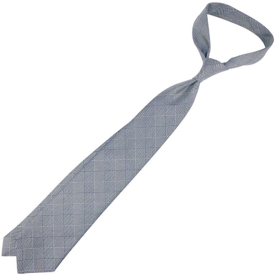 Glencheck Woven Silk Tie - Navy / White - Self-Tipped