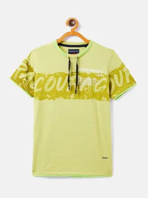 Green Printed Round Neck T-Shirt