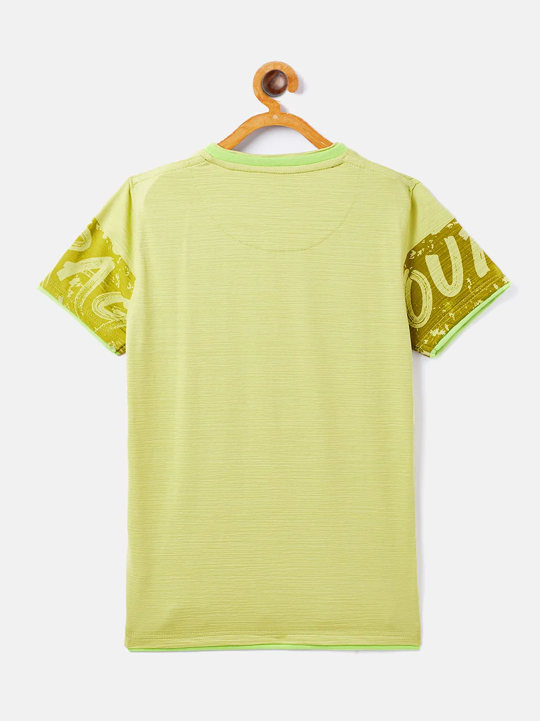 Green Printed Round Neck T-Shirt