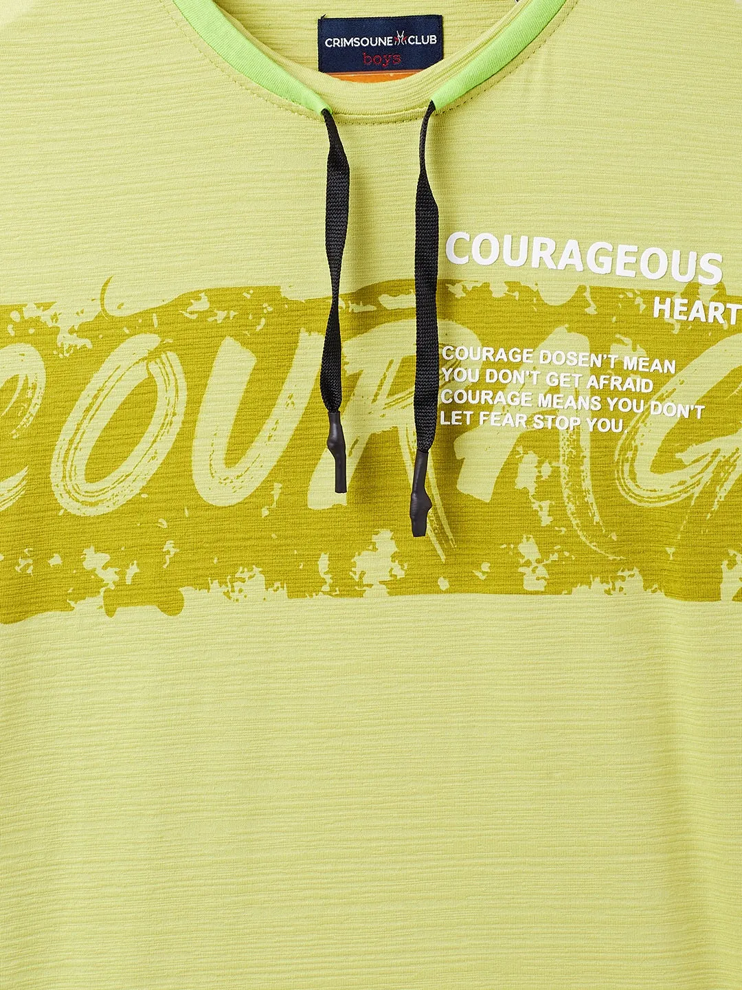 Green Printed Round Neck T-Shirt