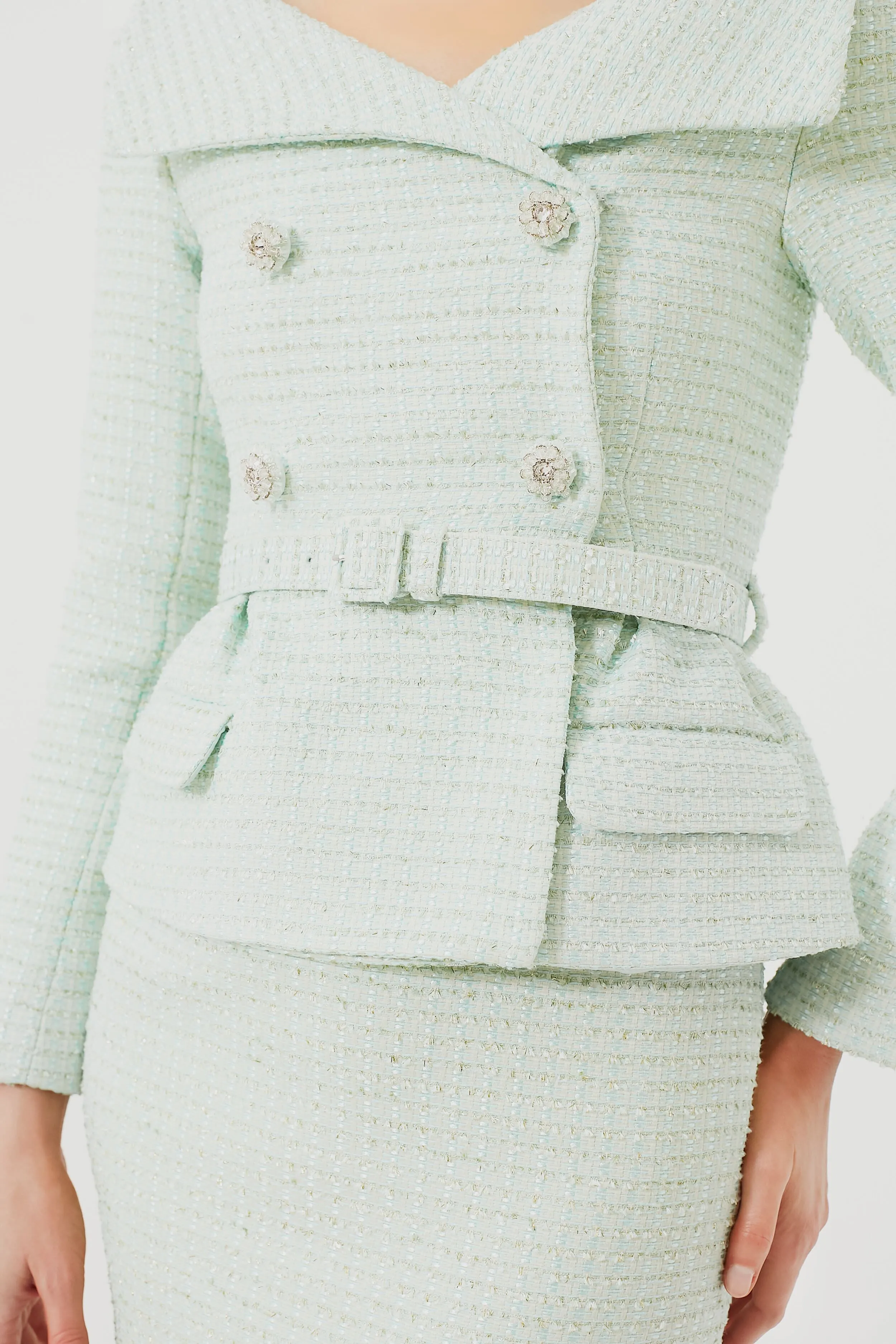 Mint Boucle Tailored Midi Dress