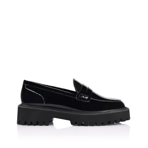 Neon Chunky Loafers - Black Patent