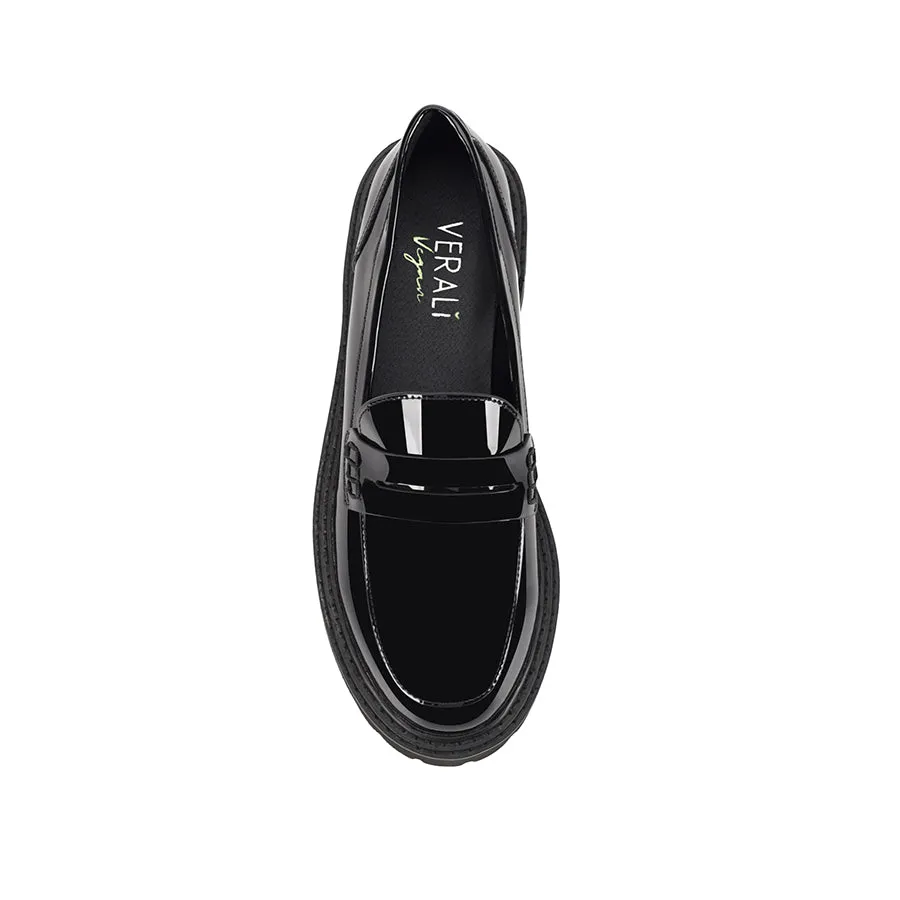 Neon Chunky Loafers - Black Patent