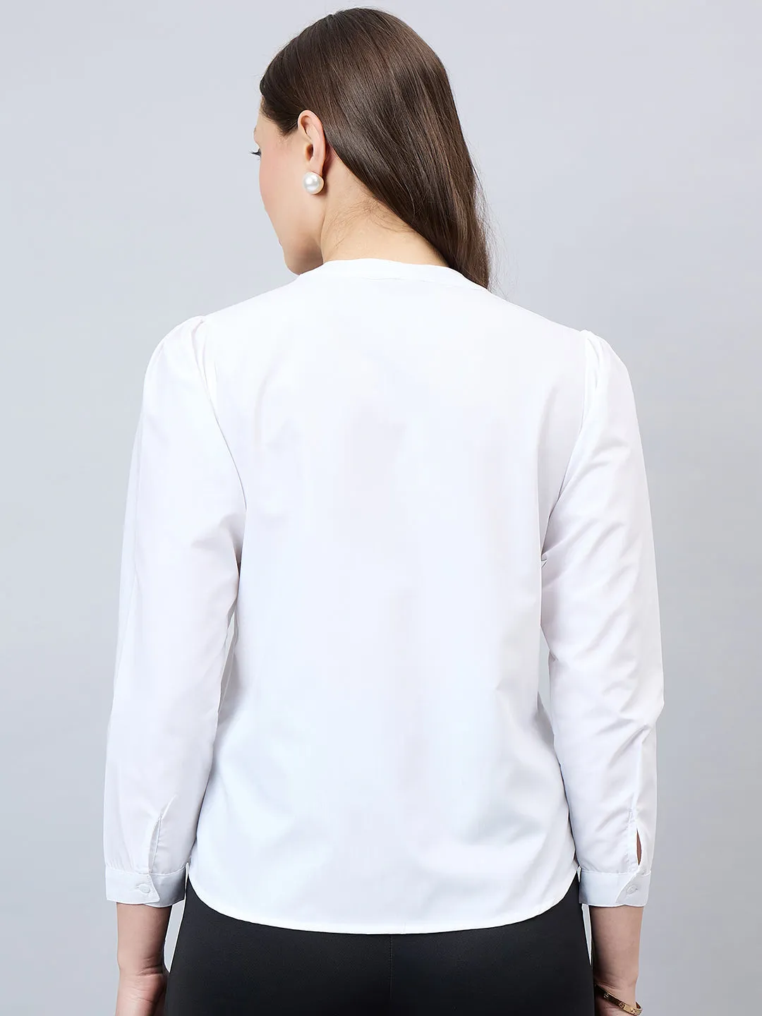 Style Quotient Women Solid White Polycotton Regular Shirt