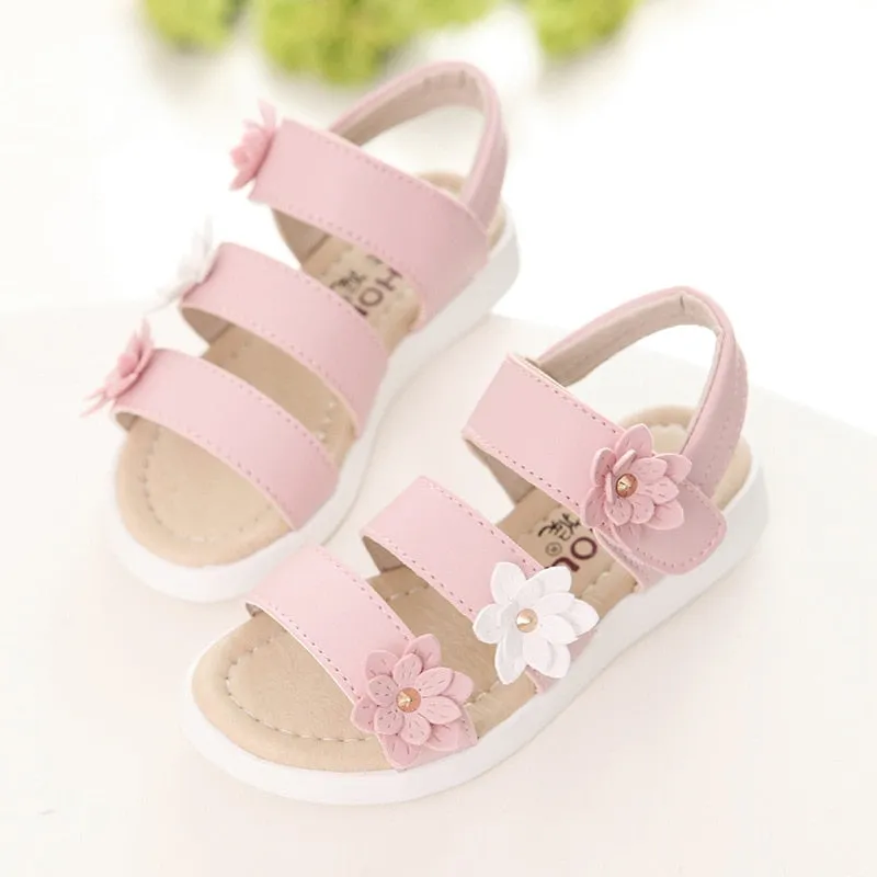 Summer Gladiator Chic Flowers Design Cute Kids Sandals