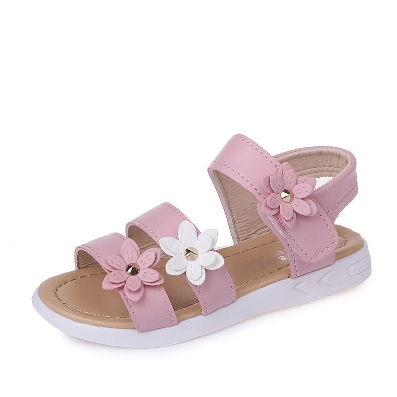 Summer Gladiator Chic Flowers Design Cute Kids Sandals