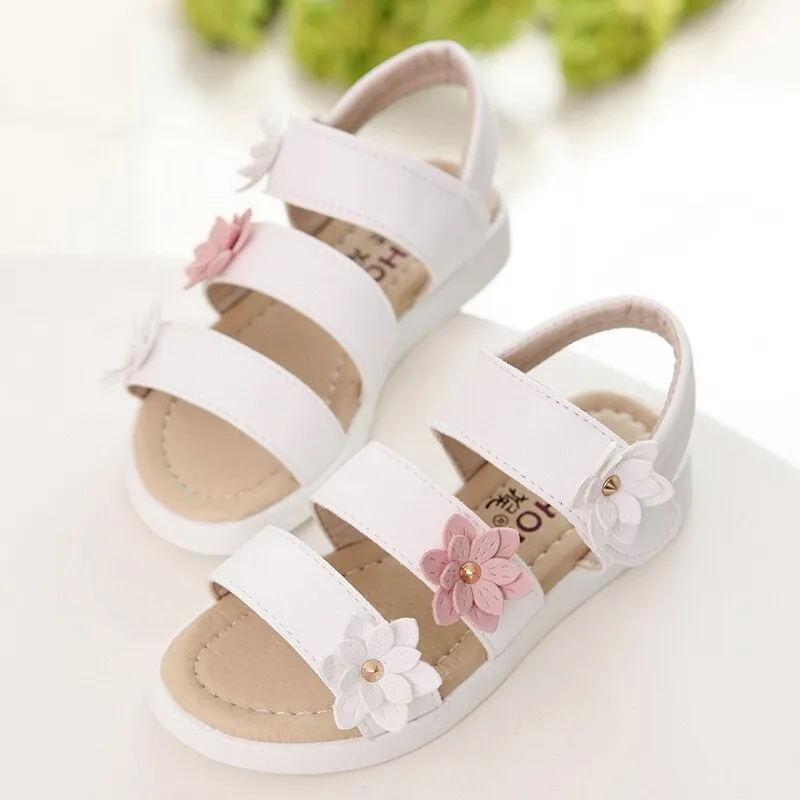 Summer Gladiator Chic Flowers Design Cute Kids Sandals